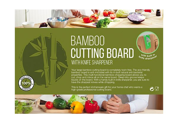 Bamboo Cutting Board with Knife Sharpener