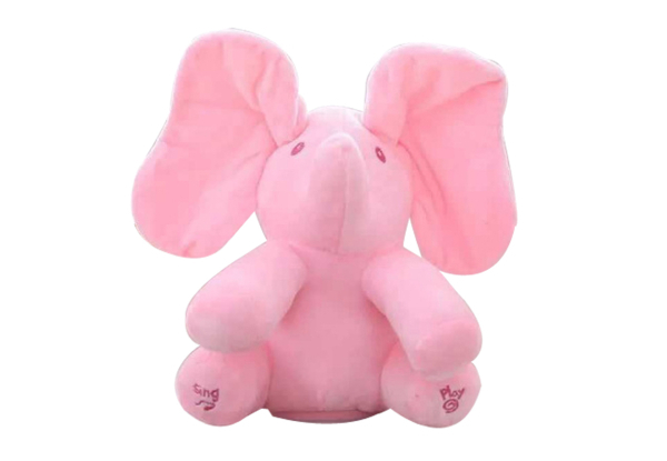 Peek-a-Boo Singing Plush Elephant Toy - Two Colours Available