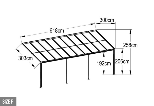 Aluminium Patio Canopy - Available in Six Sizes