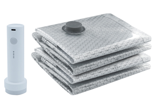 Twelve-Piece Travel Vacuum Storage Bags with Electric Pump Space Saver