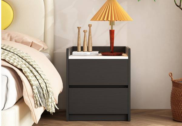 Black & White Bedside Table with Two-Drawers