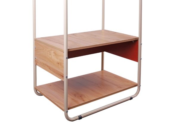 Steel Clothes Rack with Two-Tier Storage Shelves
