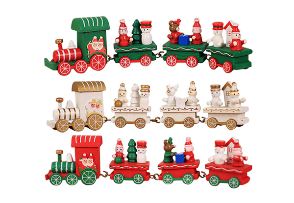 Christmas Wooden Train Ornament - Three Colours Available & Option for Two or Three