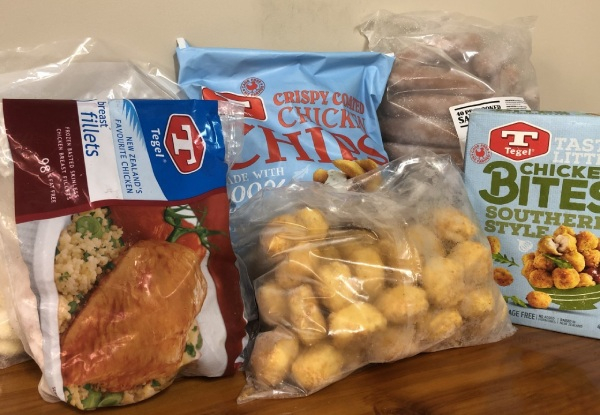 8.75kg Tegel Cage-Free Frozen Meat/ Chicken Box incl. Chicken Breast, Chicken Chips, Chicken Bites, Chicken Poppers, Plain Sausages & Crumbed Chicken Burgers - Auckland, Waikato & Tauranga Delivery Only
