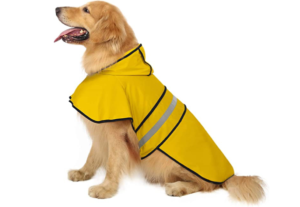 Reflective Adjustable Hooded Dog Rain Coat - Eight Sizes Available