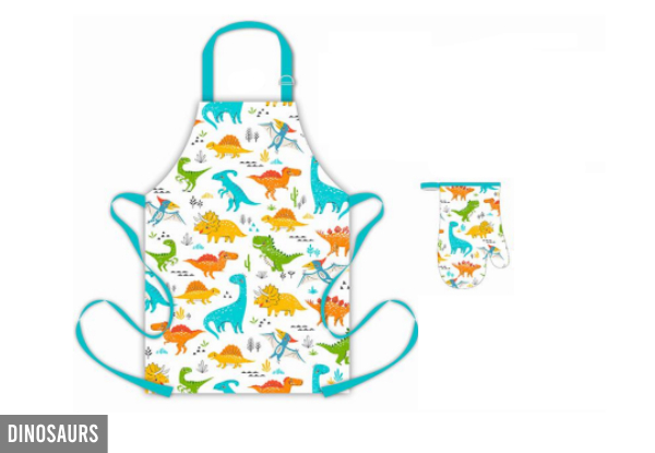 Kids Apron & Oven Mitt Kitchen Set - Three Options Available