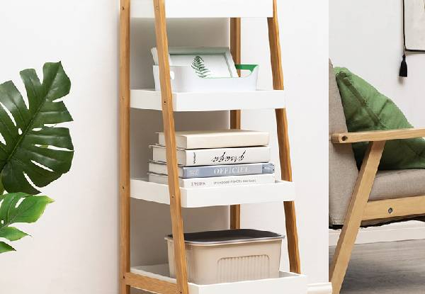 Four-Tier Bamboo Elegant Bookshelf Storage Cabinet
