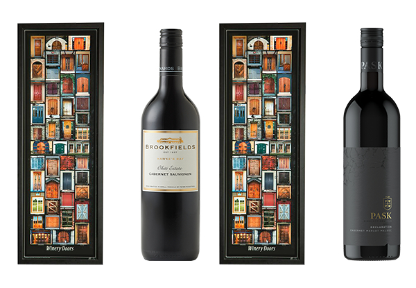 Fotorap Winery Doors Poster Gift Pack with Brookfield's Ohiti Cabernet Sauvignon or Pask Declaration Cabernet Merlot Malbec