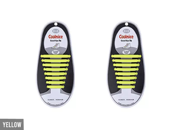 Two Pairs of Silicone No-Tie Unisex Shoelaces - Nine Colours Available & Option for Four Pairs