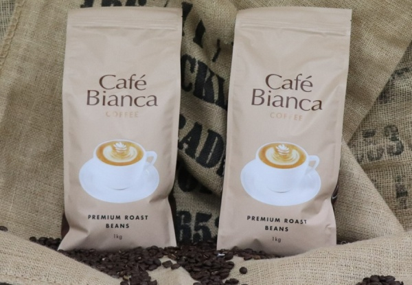 Two-Pack Cafe Bianca Premium 1kg Coffee Beans Bag