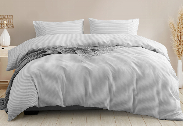 Royal Comfort Striped Linen Quilt Cover Set - Available in Two Colours & Two Sizes