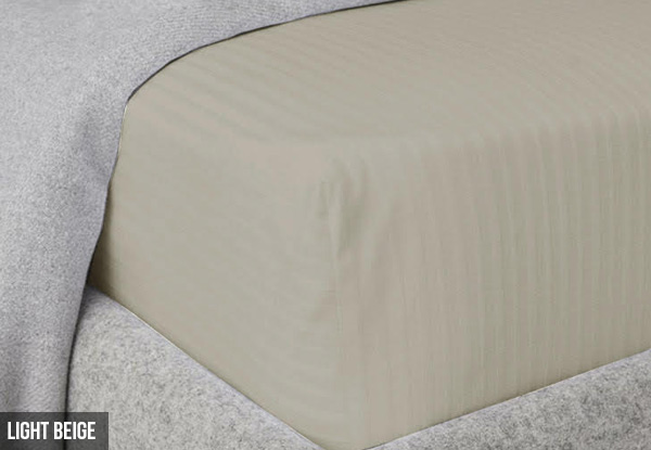 Fitted Sheet with Damask Strip - Seven Colours & Six Sizes Available