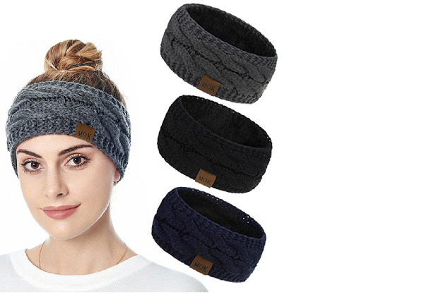 Three-Pack of Women's Knitted Fleece Lined Headbands - Two Options Available