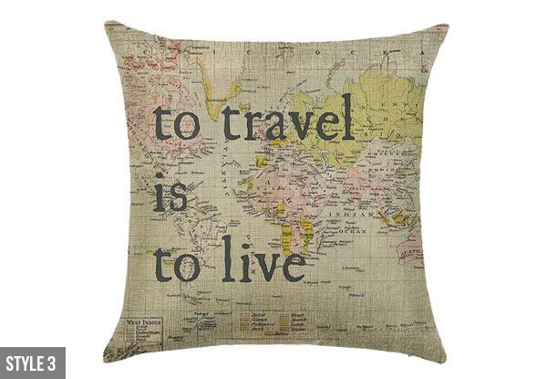Old Style Map Printed Linen Cushion Cover