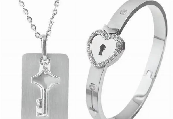 Heart Bracelet & Necklace - Available in Four Colours & Option for Two-Pack