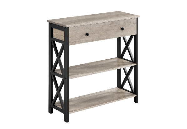 Vintage Wooden Console Table with One Drawer & Two Open Shelves - Two Colours Available