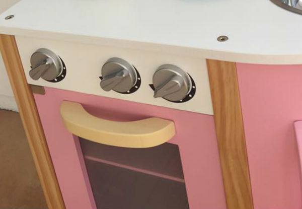 Pink Wooden Play Kitchen with Accessories