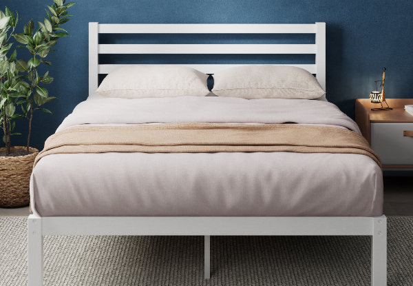 Leah White Bamboo Queen Bed Frame