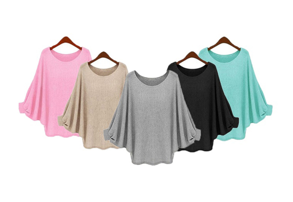 Women's Bat Sleeve Casual Top - Five Colours & Four Sizes Available with Free Delivery