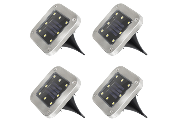 Four-Piece Solar Square LED Garden Ground Light - Available in Two Options