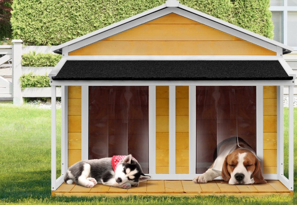 Wooden XXL Dog House with Porch & Double Door