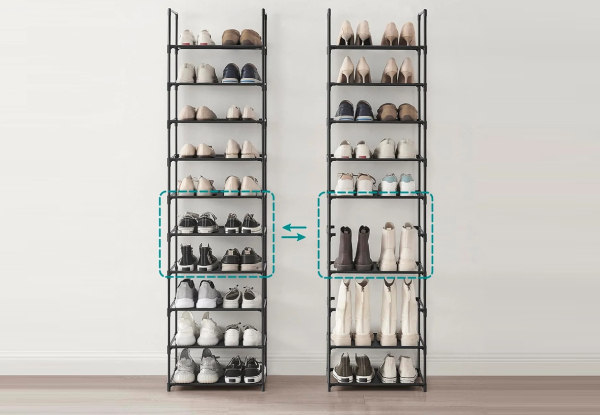10-Tier Tall Shoe Rack Storage Shelf