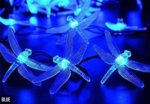 20 LED Dragonfly Solar-Powered Fairy Lights - Four Colours Available & Option for Two with Free Delivery