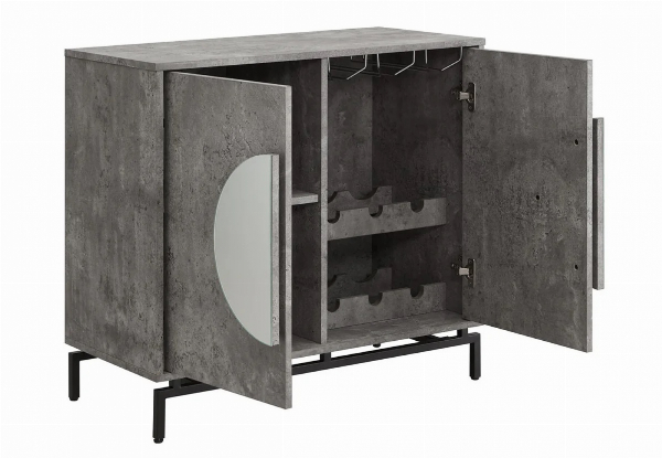 Two-Door Modern Lounge Cabinet with Wine Rack
