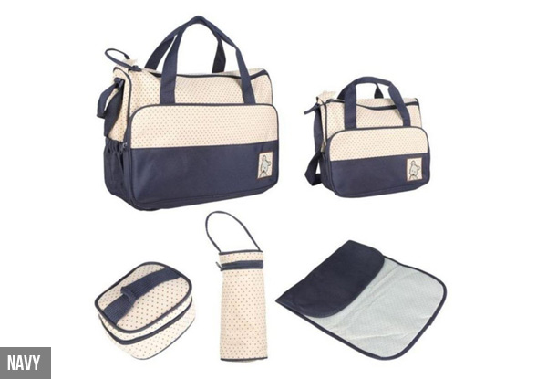 Five-Piece Baby Nappy Bag Set - Three Colours Available
