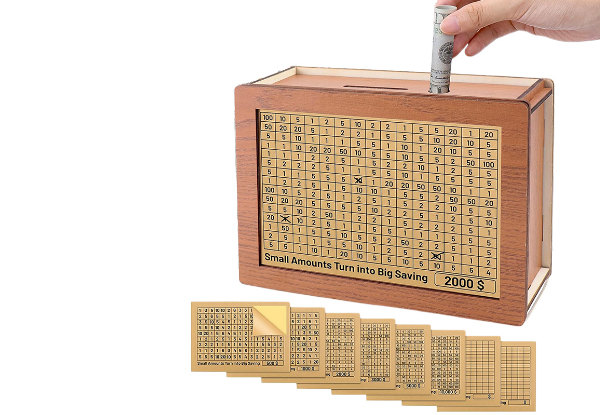 Wooden Saving Challenge Box