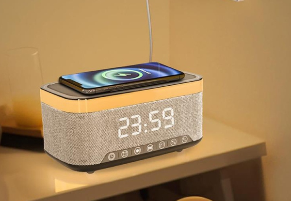 Bluetooth Speaker Smart Alarm Clock with Wireless Charging - Two Colours Available