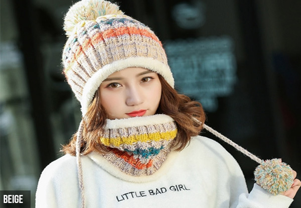 Cosy Lined Colourful Beanie & Scarf Set
