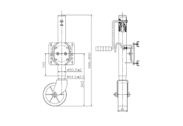 Heavy-Duty 1200lbs Jockey Wheel Swing with Mounting Brackets