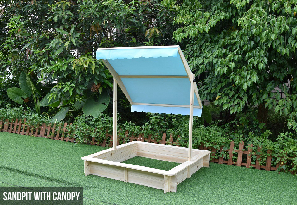 Kids Wooden Sandpit with Canopy - Two Styles Available
