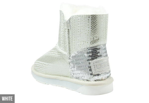 Aussie Connection Women’s Mini Sequin Crystal Button Sheepskin UGG Boots - Two Colours Available