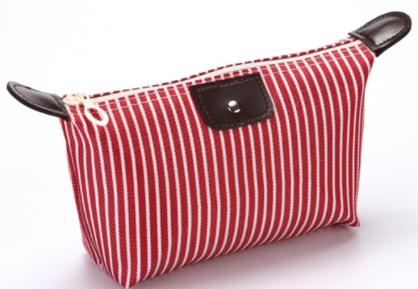 Striped Red Cosmetic Bag