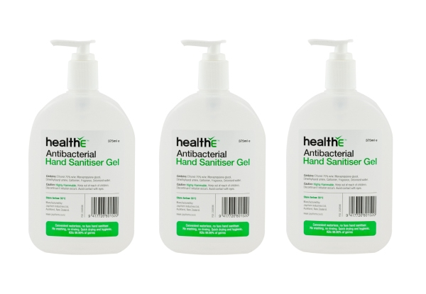 3-Pack of NZ Made Hand Sanitiser 375ml Pump Bottles - Options for 6 or 12 Bottles