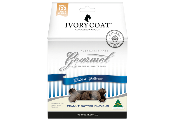 5 x 300g Carton of Ivory Coat Gourmet Dog Treats - Peanut Butter Flavour