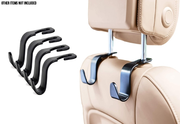 Four-Pack of Car Seat Headrest Hooks - Option for Eight-Pack or 12-Pack