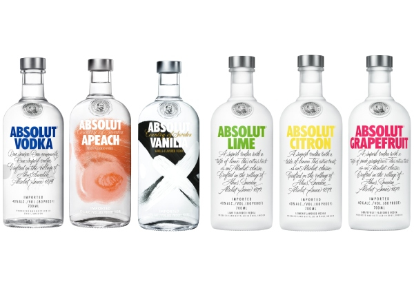 Six Bottle Absolut Vodka Range