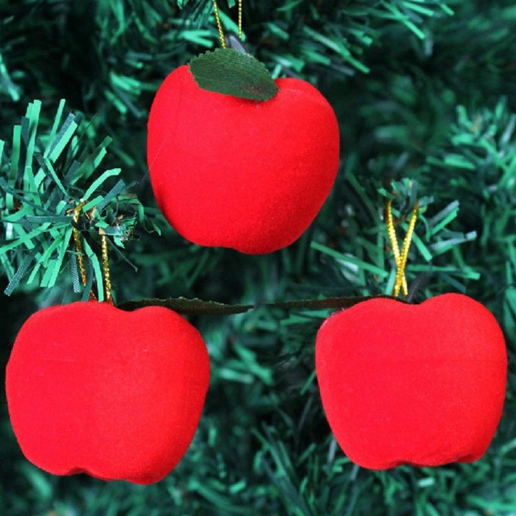 Six-Piece Christmas Red Apple with Lanyard Ornament Set