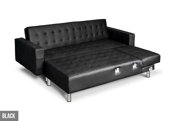 Five-Seater Faux Leather Sofa Bed
