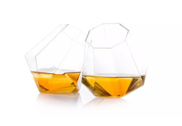 Diamond-Shaped Whisky Glass - Option for Two-Pack