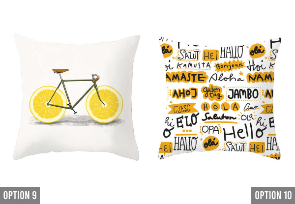 Yellow/Gold Printed Cushion Cover 45x45cm - Available in Ten Options