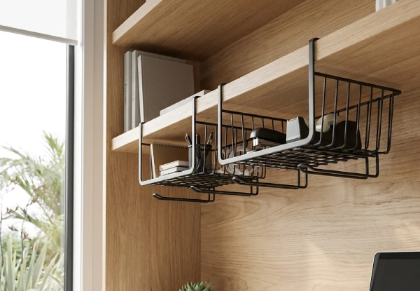 Two-Piece Kitchen Under-Shelf Storage Wire Rack Organiser