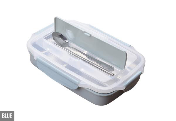 Stainless Steel Lunch Box with Utensil Compartment - Three Colours Available