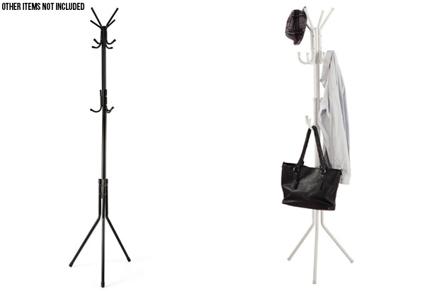 12 Hook Metal Hat & Coat Stand - Two Colours Available