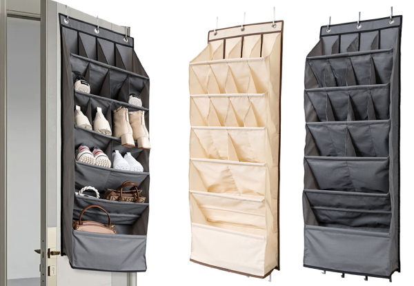 16-Grid Over Door Closet Storage Bag - Available in Two Colours & Option for Two-Pack