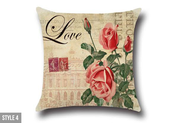 Flower Printed Linen Cushion Cover - Nine Styles Available