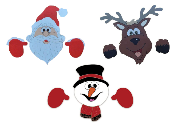 Santa Claus Christmas Fence Peeker Decoration - Available in Three Styles & Option for Two-Pack